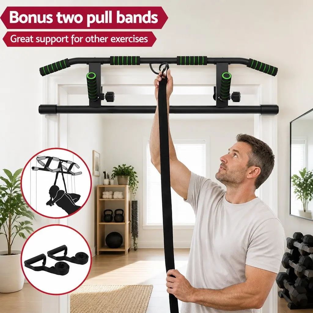 Pull Up Bar Multi-Grip Home Gym 101cm Black