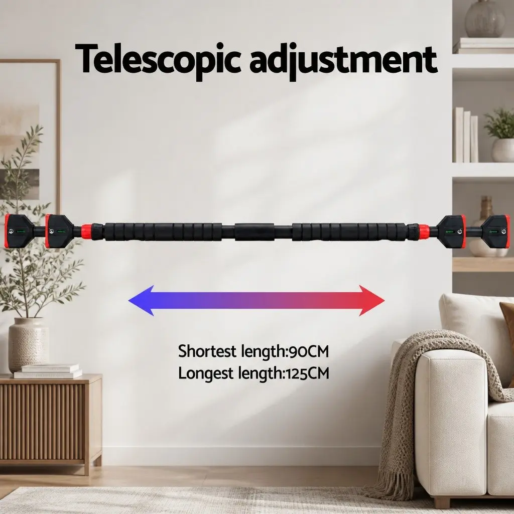 Pull Up Bar Telescopic Steel 90-125cm Black