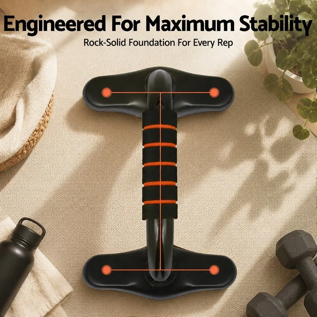 Push Up Bars Stands Ergonomic High-Density Foam Orange and Black Compact Heavy-Duty Construction