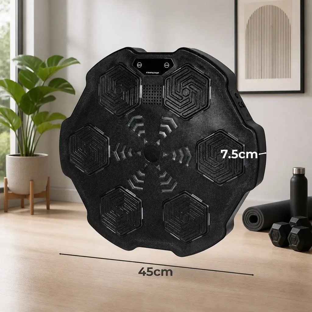 Electronic Music Punching Box Wall Mount Home Gym Fitness Training Machine Black PE PU ABS Steel 45cm
