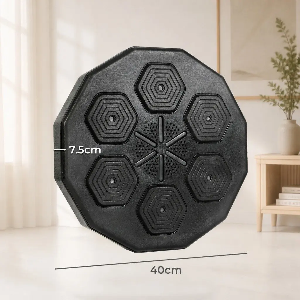 Music Boxing Machine Wall Mount Electronic Punching Pad Bluetooth Black 40cm