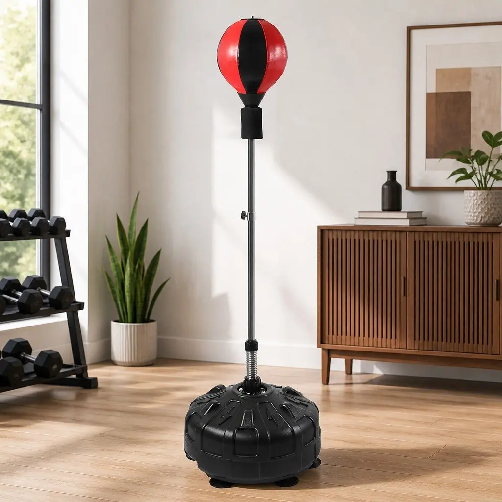 Speed Ball Punching Bag Adjustable Height Rubber ABS Black