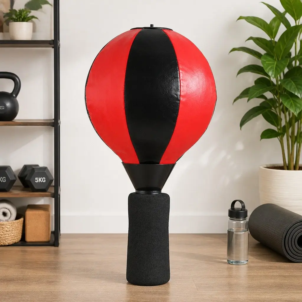 Speed Ball Punching Bag Adjustable Height Rubber ABS Black