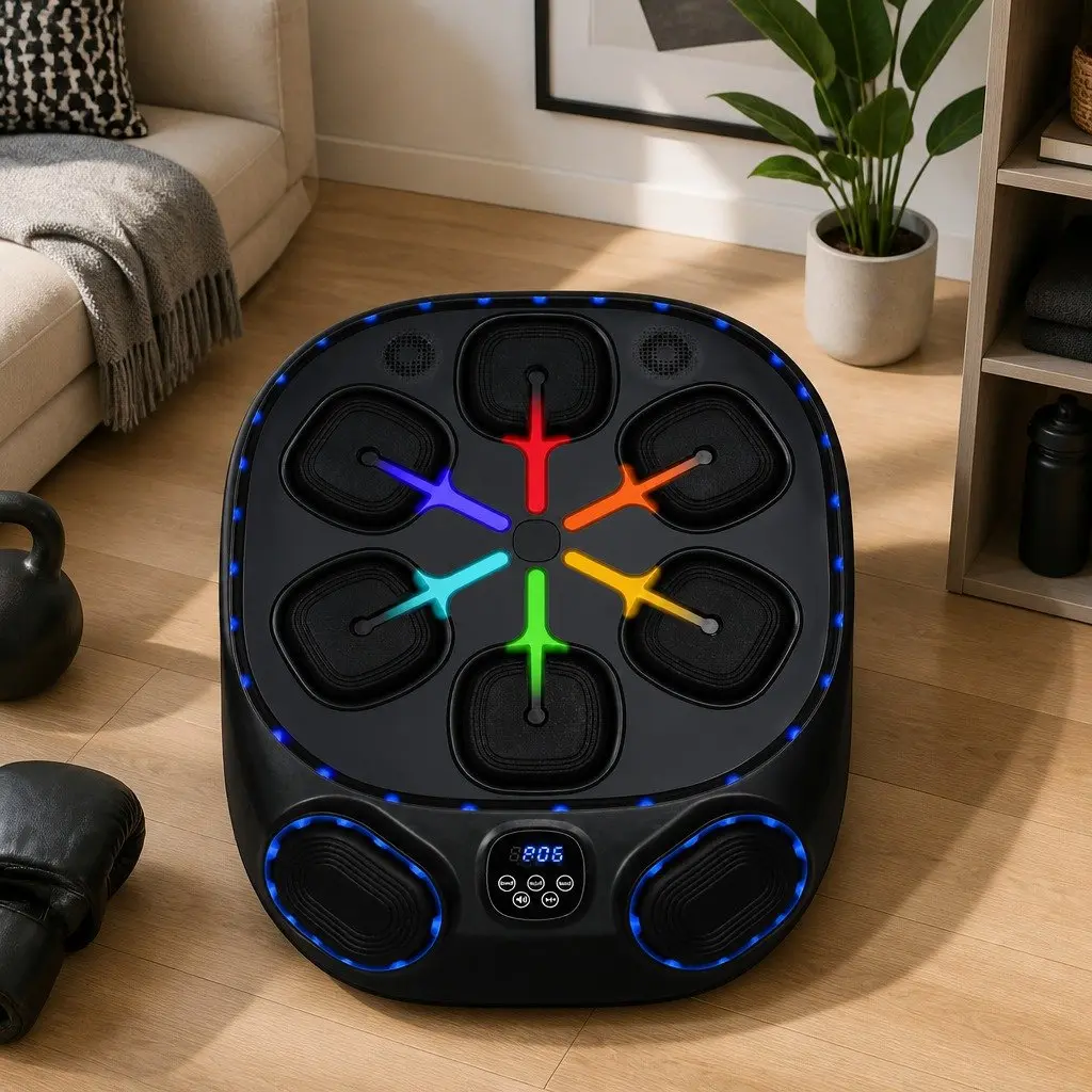 Music Boxing Machine Wall Mount PU Foam Black 48cm x 61cm for Home Gym Training Workout 10 Speed 9 Modes