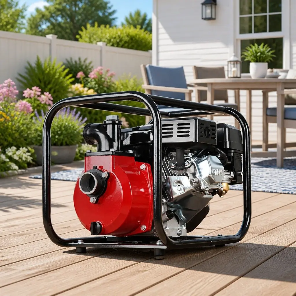 Petrol Water Pump 4-Stroke Engine 2 Inch 7HP High Flow Red Garden Irrigation and Heavy Duty Cleaning