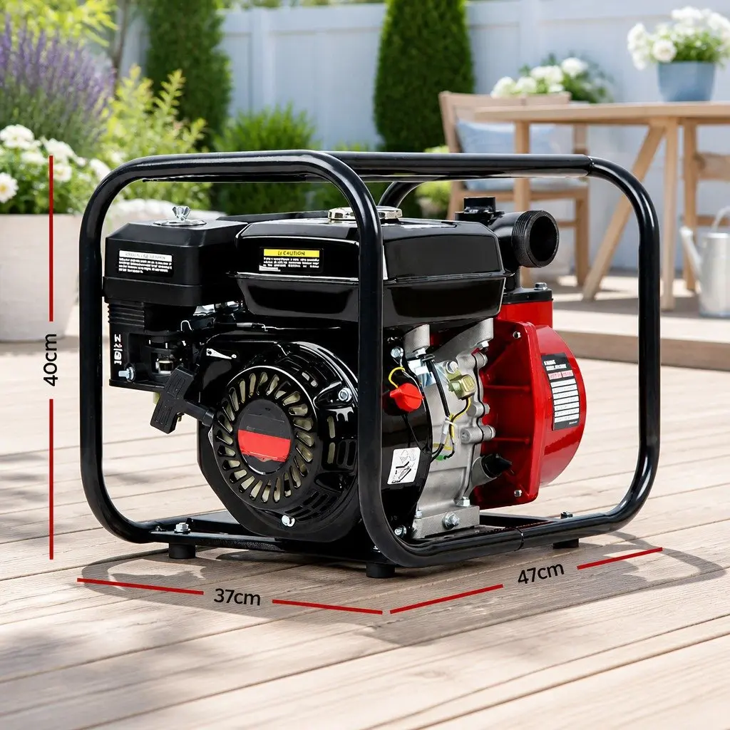 Petrol Water Pump 4-Stroke Engine 2 Inch 7HP High Flow Red Garden Irrigation and Heavy Duty Cleaning