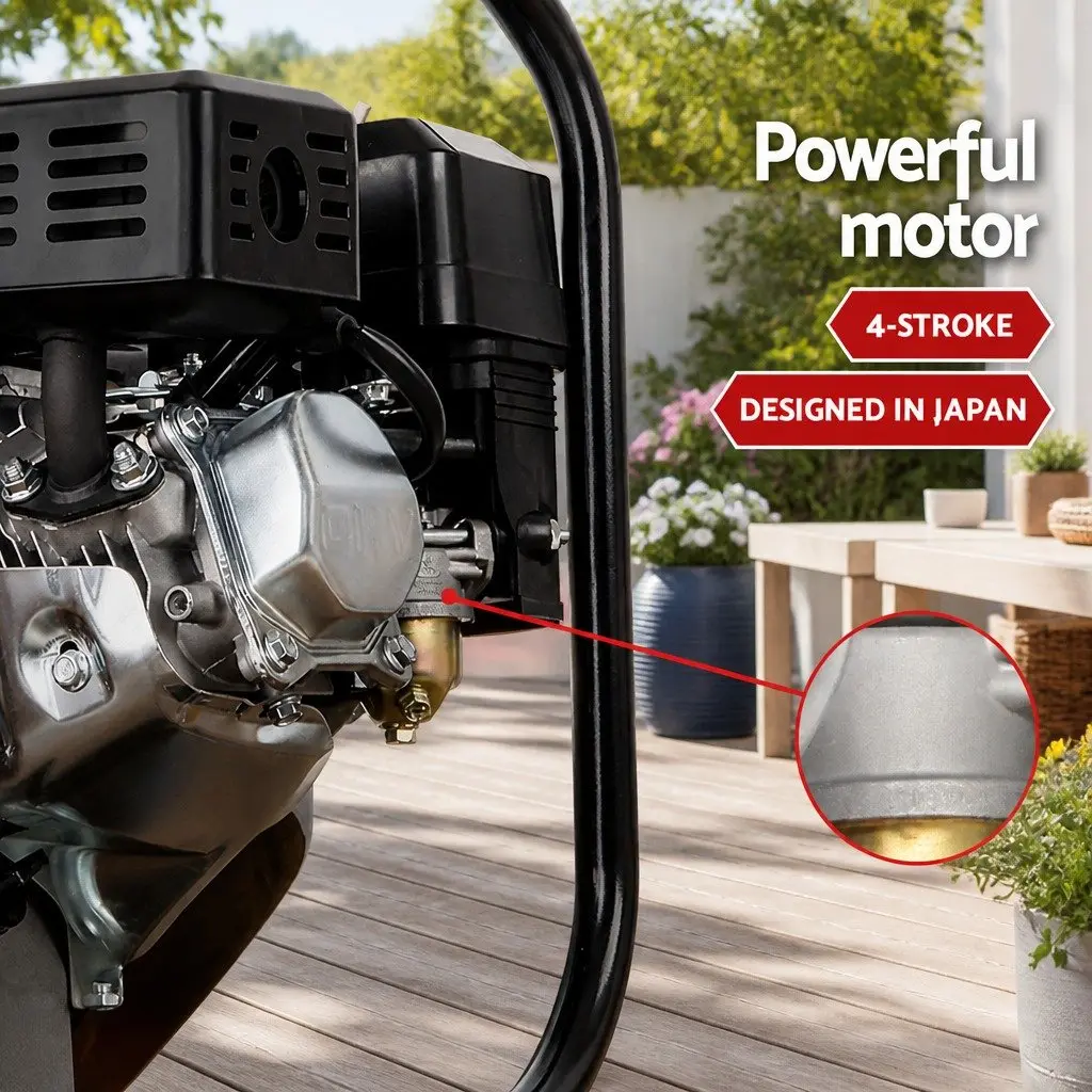Petrol Water Pump 4-Stroke Engine 2 Inch 7HP High Flow Red Garden Irrigation and Heavy Duty Cleaning