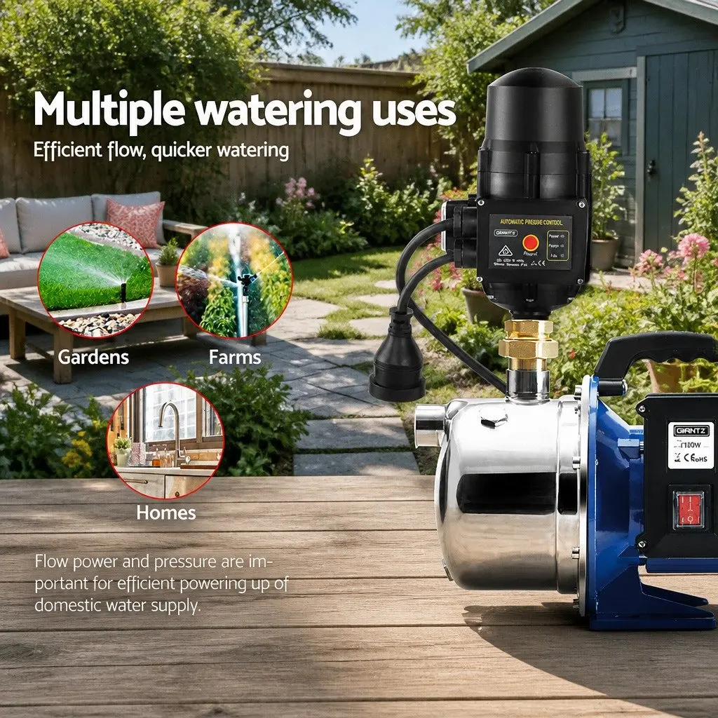 Irrigation Pump Stainless Steel 1100W 4600L/H Black or Blue