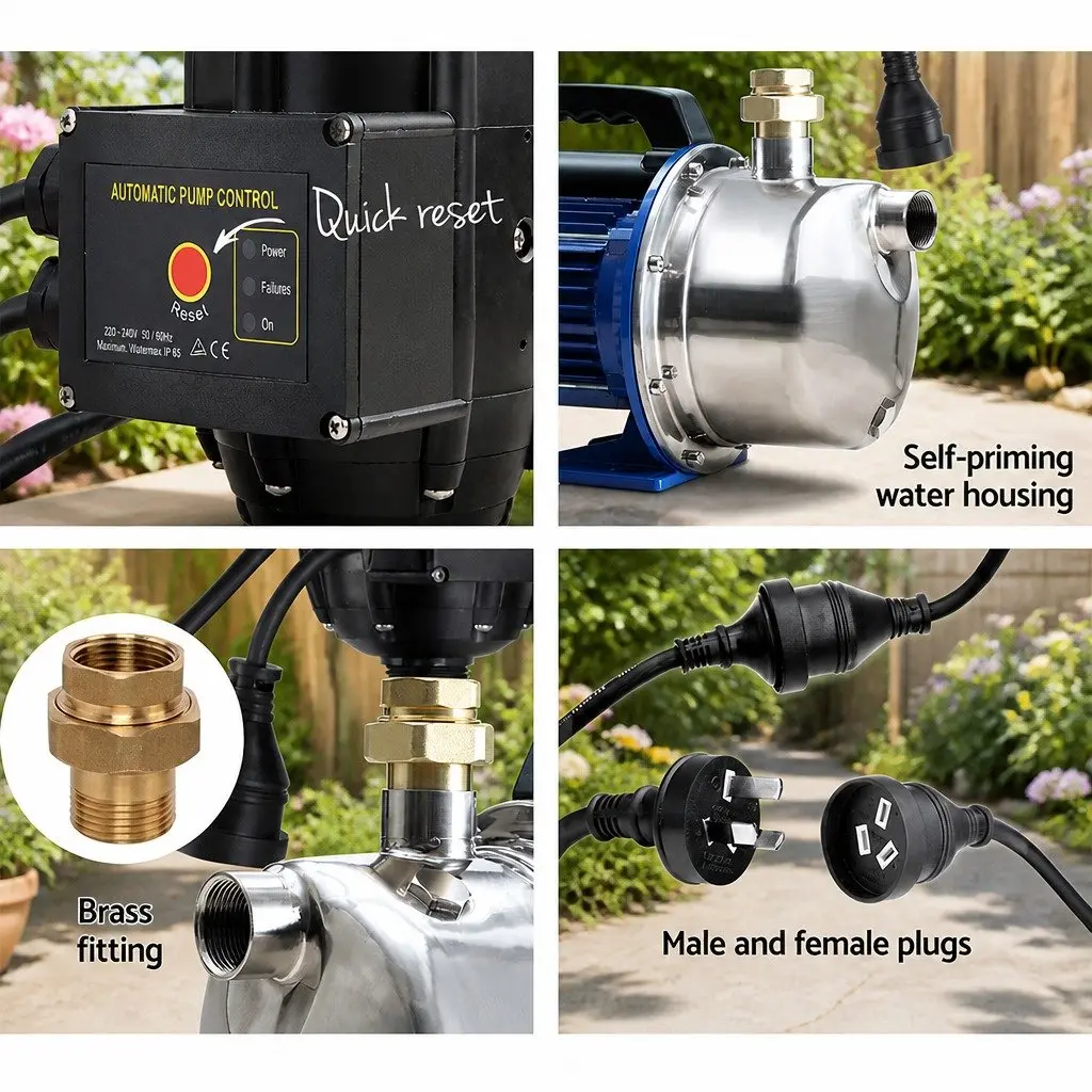 Irrigation Pump Stainless Steel 1100W 4600L/H Black or Blue