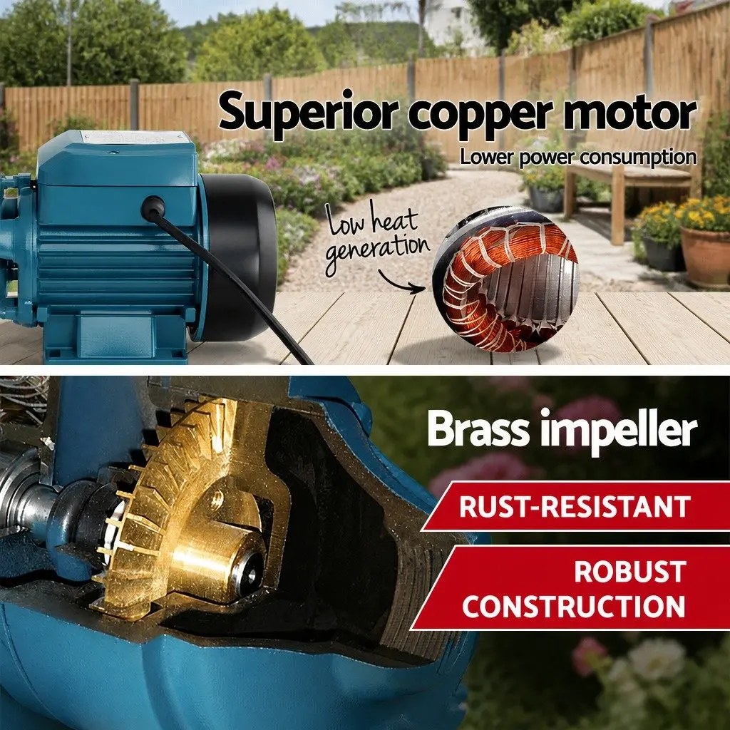 Clean Water Pump Brass Impeller 35L/min Black