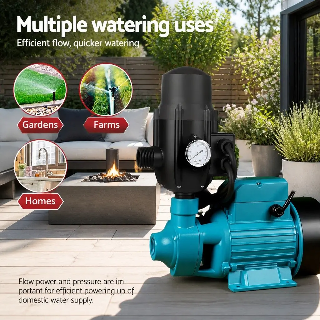 Water Pump 750W Garden Irrigation Booster Pressure Tank Auto Cleaning Pool Jet
