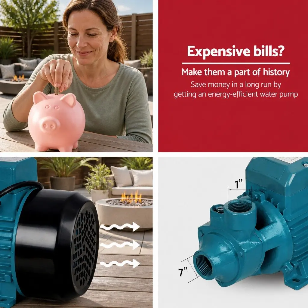 Water Pump 750W Garden Irrigation Booster Pressure Tank Auto Cleaning Pool Jet