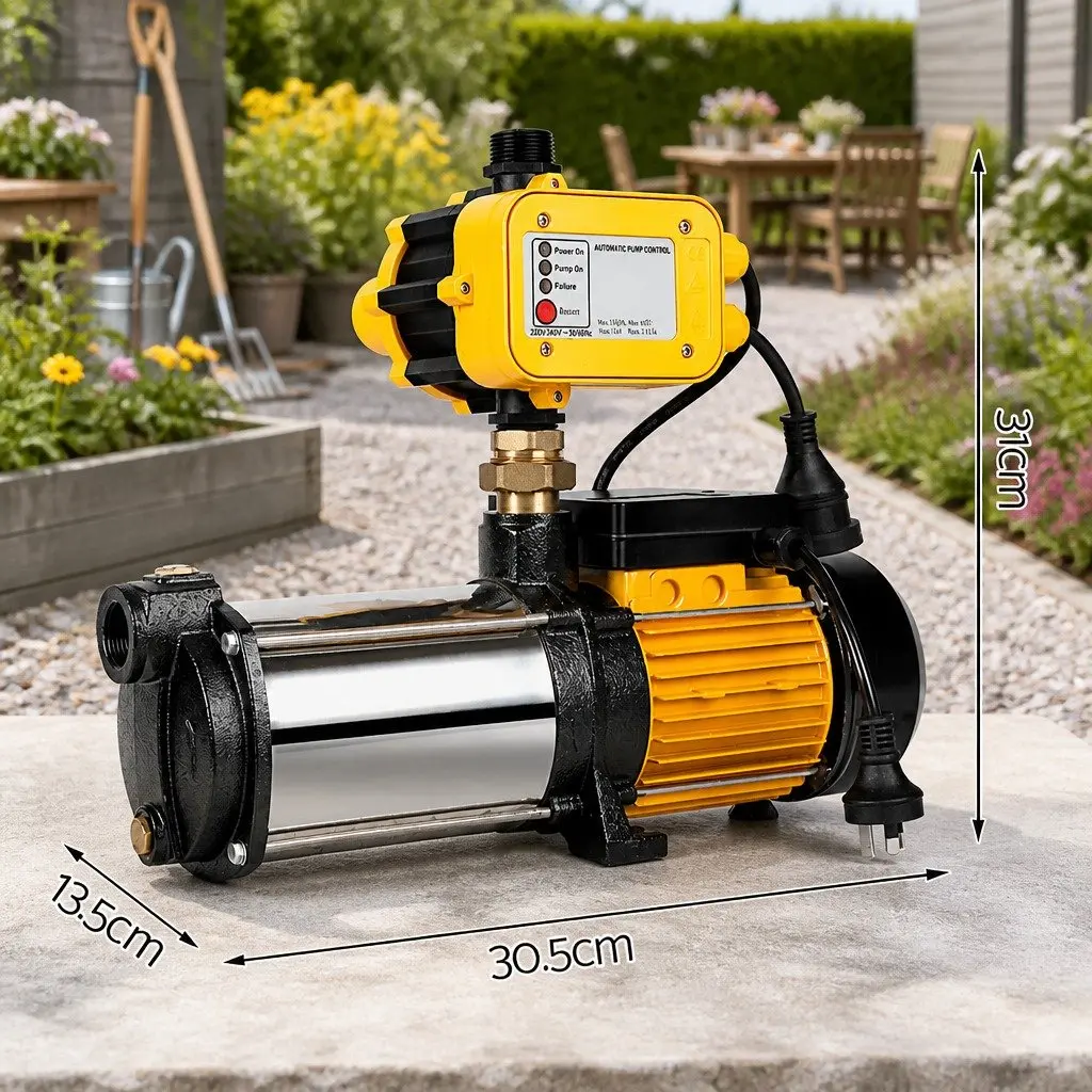 4 Stage Water Pump Stainless Steel 2000W Yellow Max Pressure Automatic Irrigation System for Garden Home Farm Water Supply