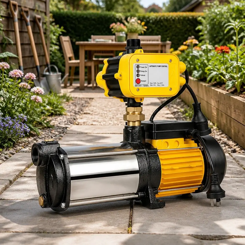 4 Stage Water Pump Stainless Steel 2000W Yellow Max Pressure Automatic Irrigation System for Garden Home Farm Water Supply