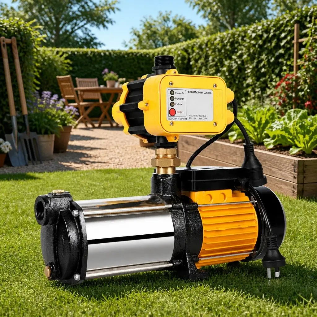 4 Stage Water Pump Stainless Steel 2000W Yellow Max Pressure Automatic Irrigation System for Garden Home Farm Water Supply