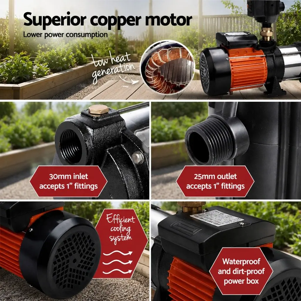 1800W Multi-Stage Garden Water Pressure Pump Automatic Irrigation Booster