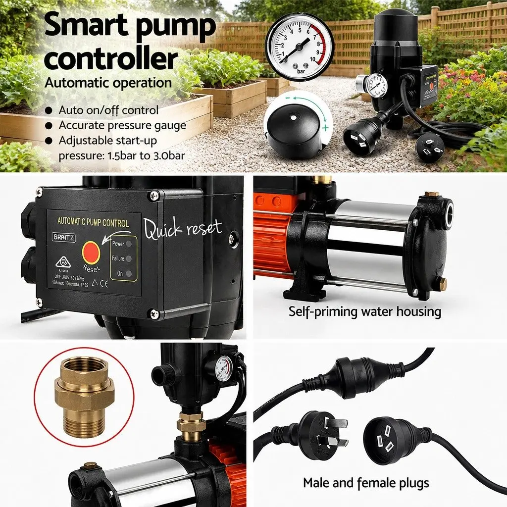 1800W Multi-Stage Garden Water Pressure Pump Automatic Irrigation Booster