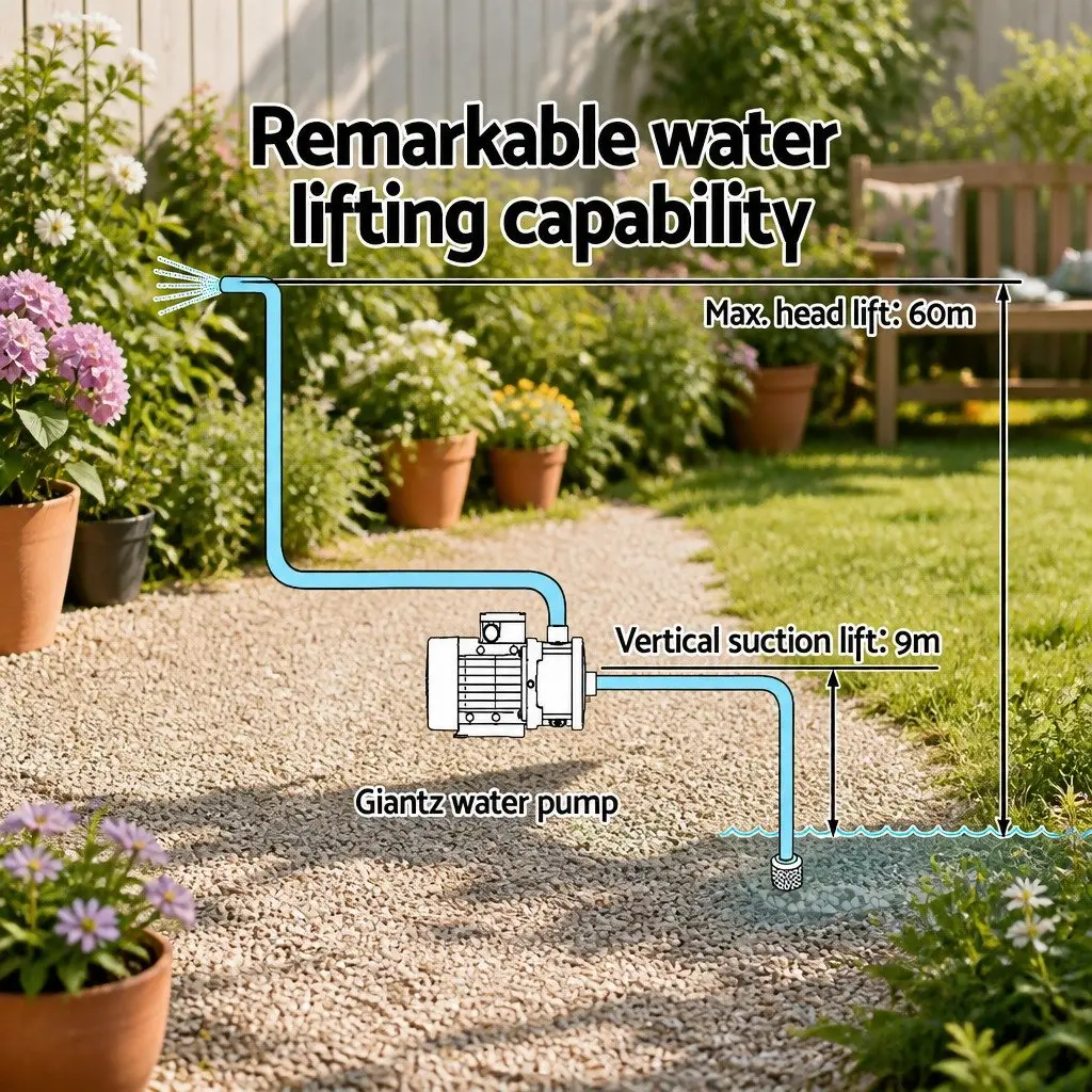 5 Stage Irrigation Water Pump Stainless Steel 2000W Yellow
