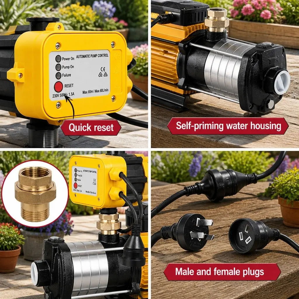 Irrigation Pump 6-Stage Stainless Steel 2500W Max 70m Head Yellow