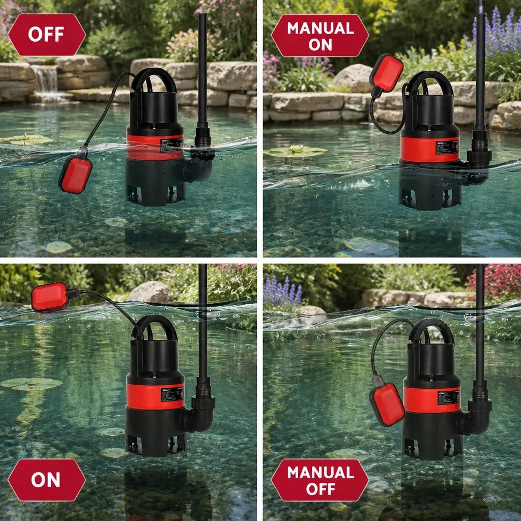 Submersible Pump 400W Heavy-Duty Oil-Cooled Electric Motor Red