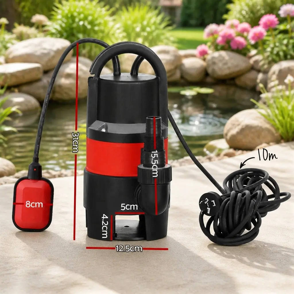 Submersible Pump 400W Heavy-Duty Oil-Cooled Electric Motor Red