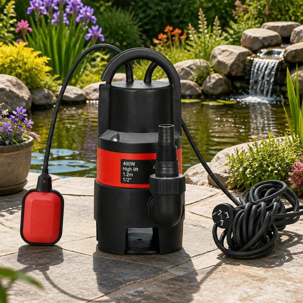Submersible Pump 400W Heavy-Duty Oil-Cooled Electric Motor Red