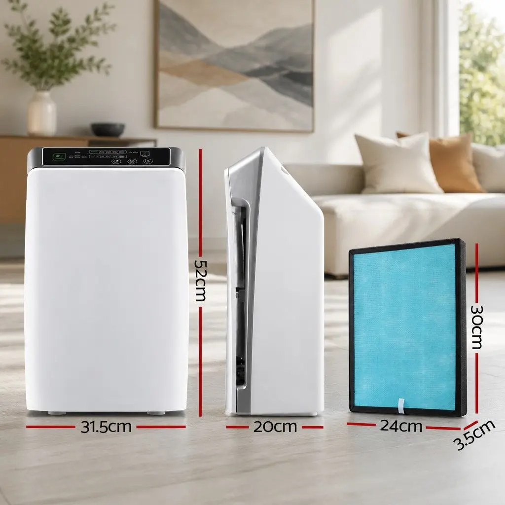 Air Purifier 4 Stage HEPA Filter Cleaner Purification Remote Control White