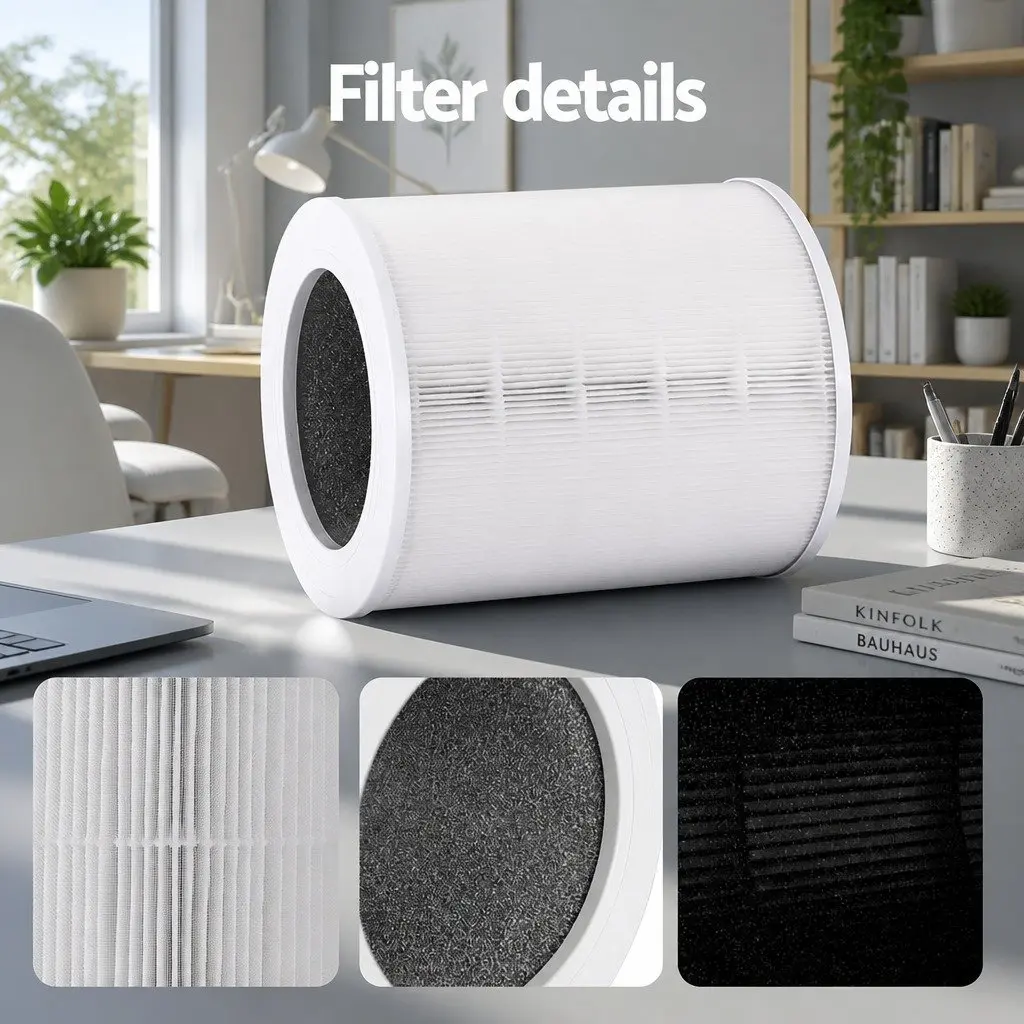 4 Layer HEPA Cartridge Replacement Filter White Indoor Air Purifier