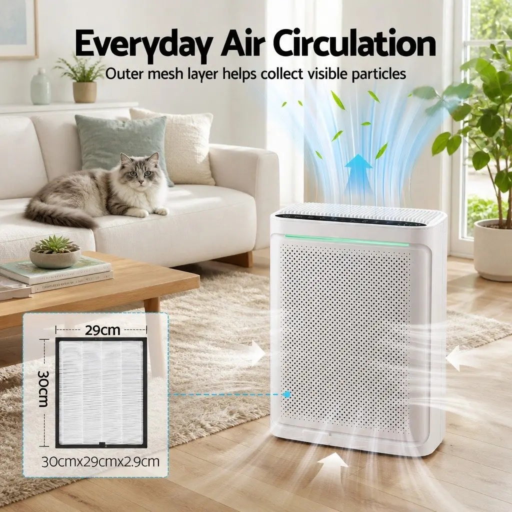 Replacement Filter H12 HEPA Activated Carbon Cotton Black 30x29x2.9cm for Air Purifier