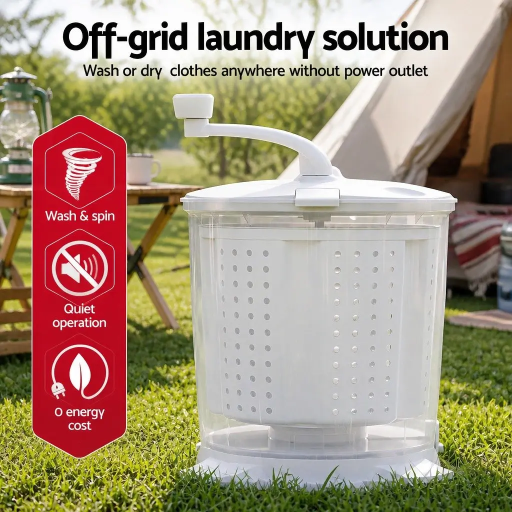 Portable Washing Machine Manual Dryer 2.5kg Capacity Lightweight White for Caravans Camping Apartments