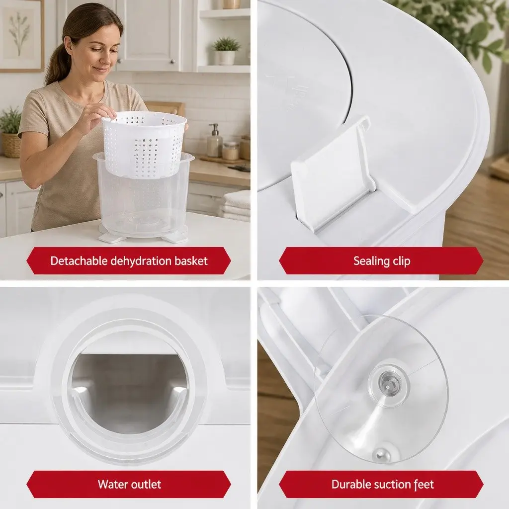 Portable Washing Machine Manual Dryer 2.5kg Capacity Lightweight White for Caravans Camping Apartments