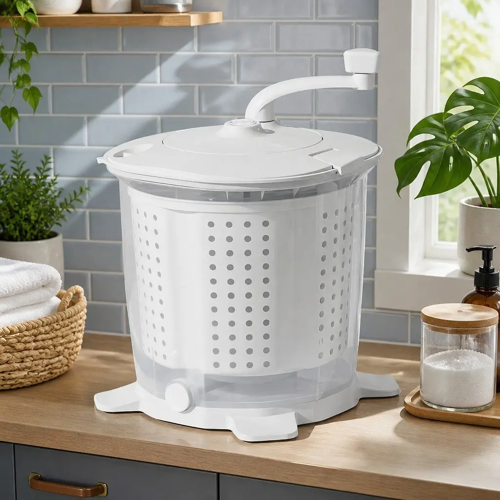 Portable Washing Machine Manual Dryer 2.5kg Capacity Lightweight White for Caravans Camping Apartments