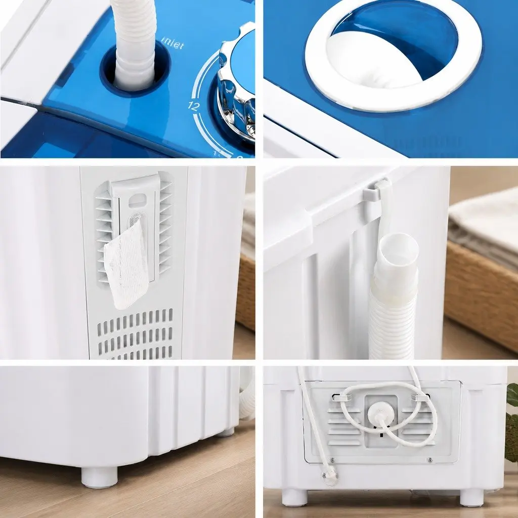 Portable Mini Twin Tub Washing Machine 4.6KG Lightweight Spin Dryer Blue