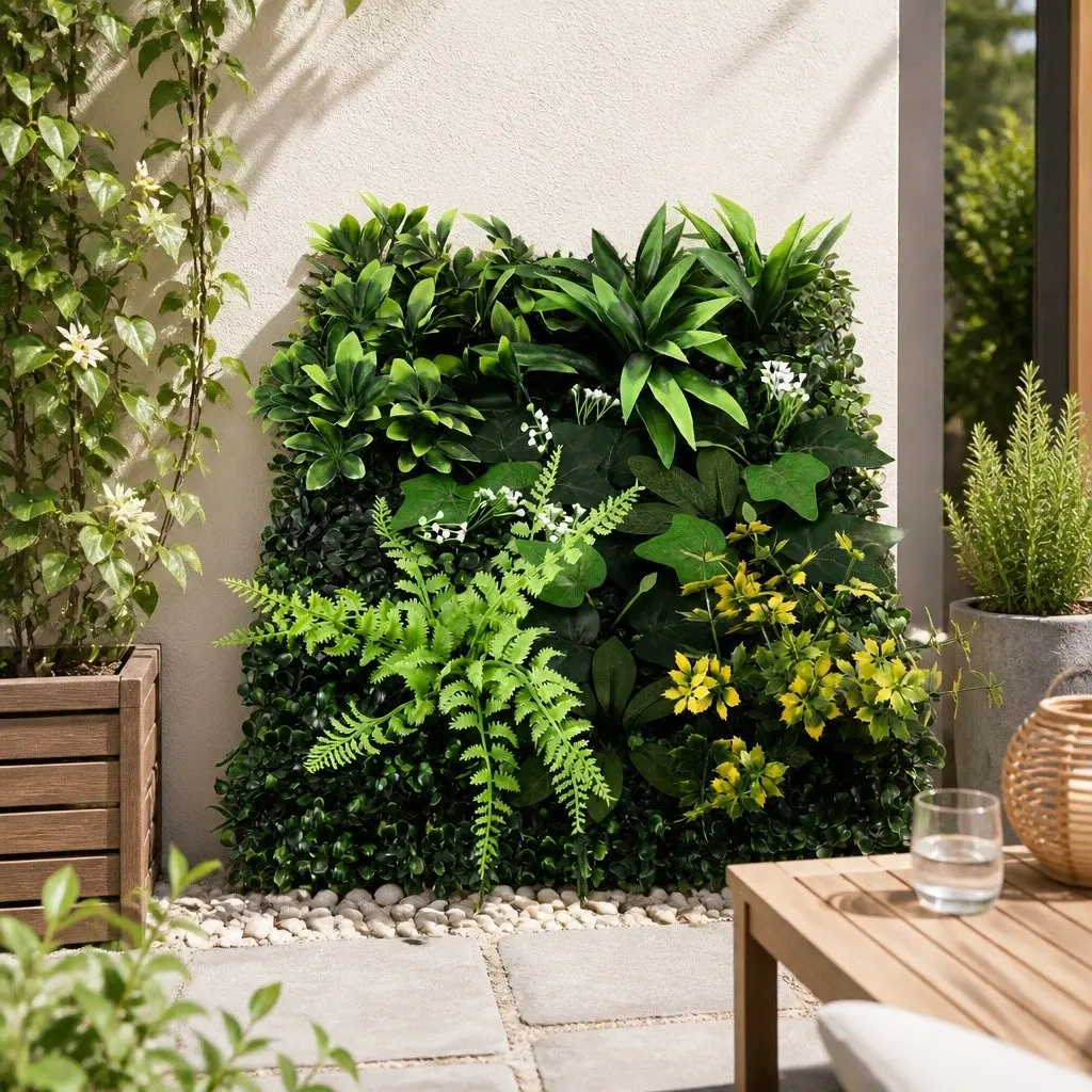 Artificial Wall Plant Panel Polypropylene 40x60cm Green 3D Hedge Decor Indoor Outdoor