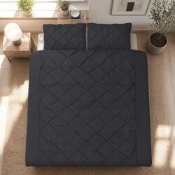 Practical King Size Black Quilt Cover Set with 2 Pillow Cases