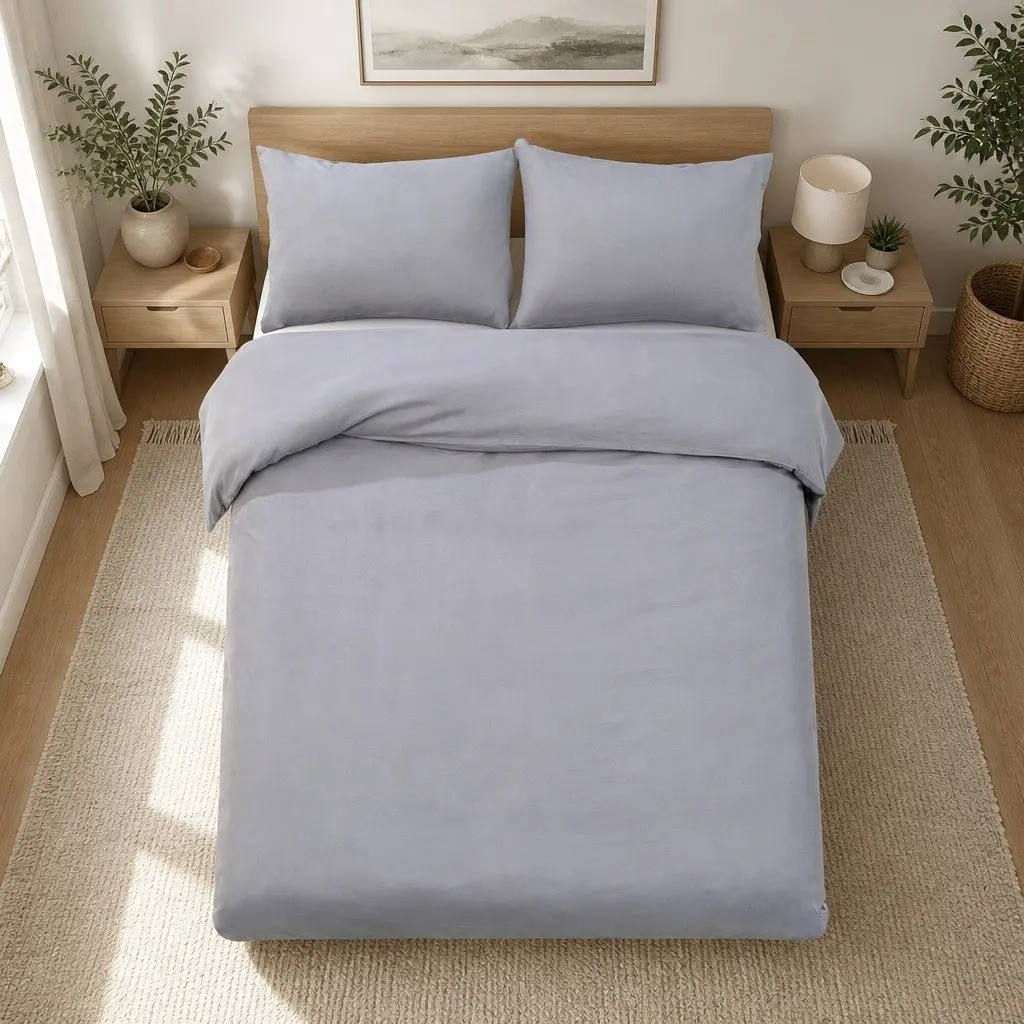 3-Piece Grey Super King Quilt Cover Set