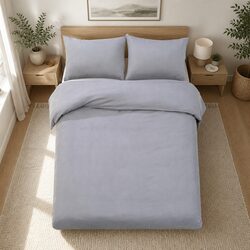 Versatile 3-Piece Grey Super King Quilt Cover Set