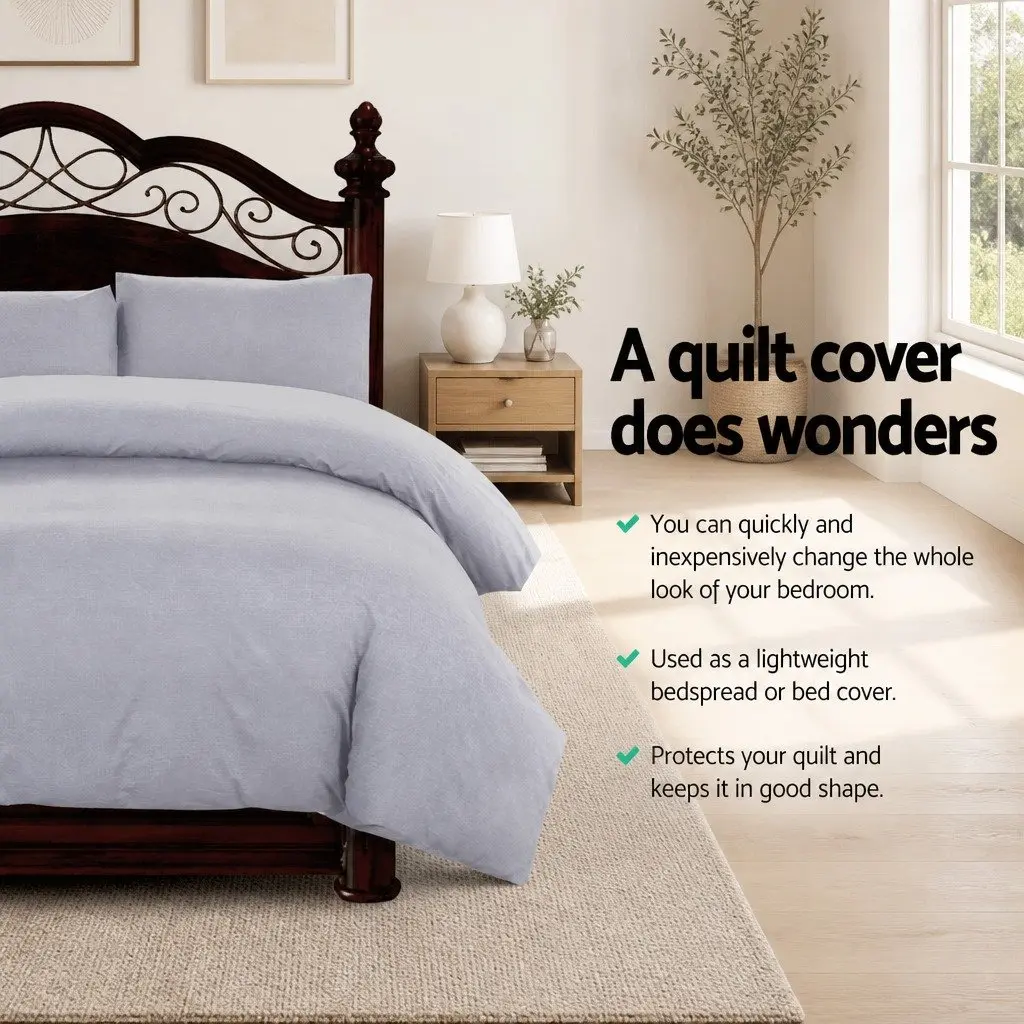 Super King Microfibre Quilt Cover Set 3-Piece Grey