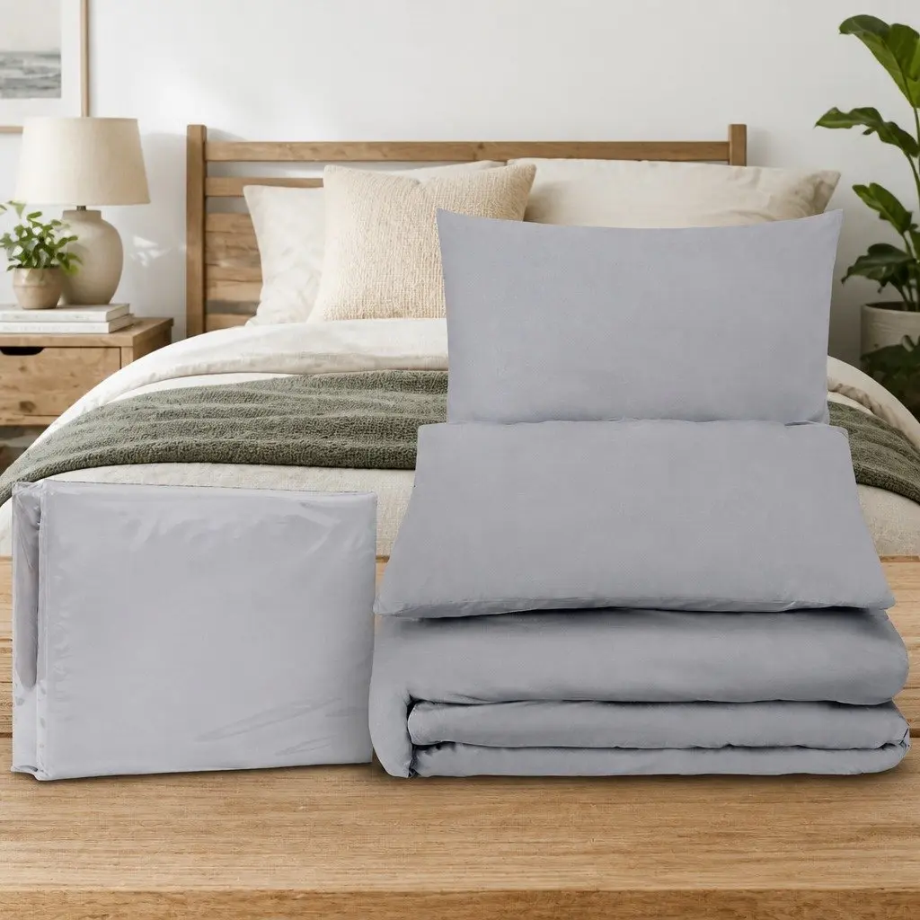Super King Microfibre Quilt Cover Set 3-Piece Grey