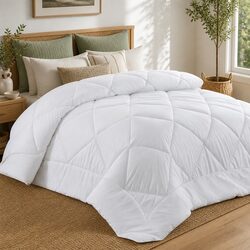 Bamboo Microfibre Quilt Queen Size 400GSM Filling Baffle Box Design White