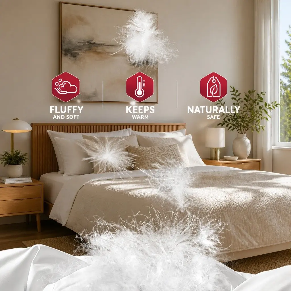 Duck Feather Down Quilt Baffle Construction King Size 500GSM White