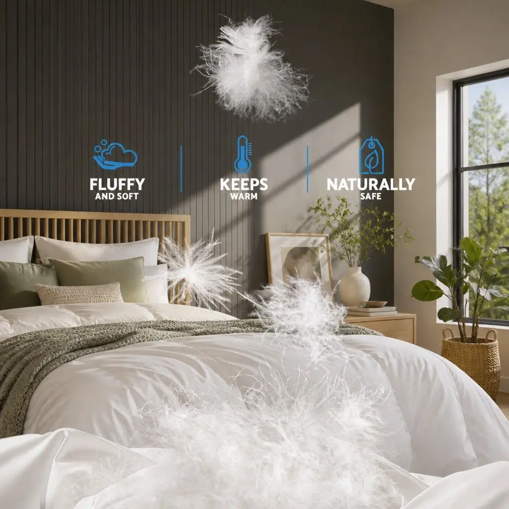 Duck Down Feather Quilt White Cotton Queen Size Baffle Box Construction Winter Bedding
