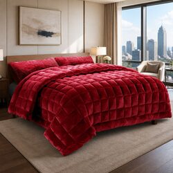 Practical Burgundy Faux Mink Quilt for Various Uses