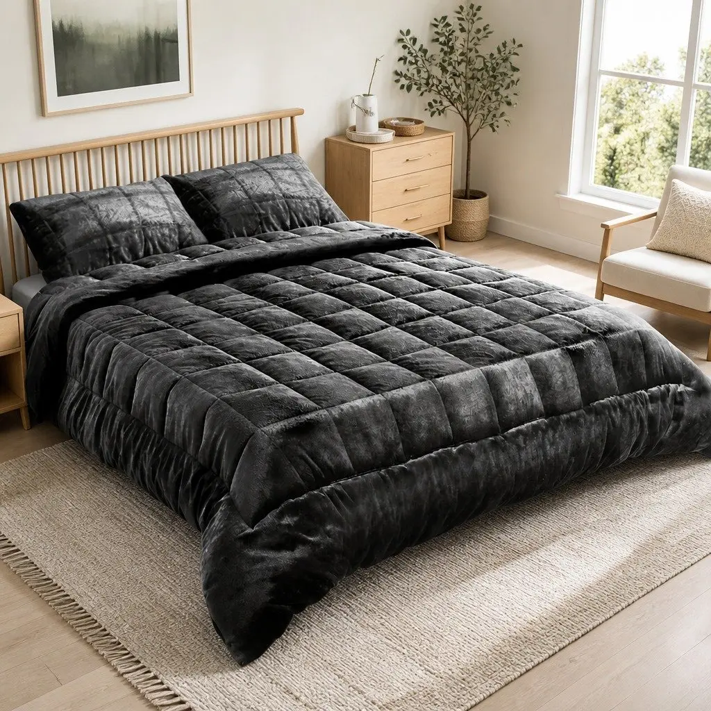 Queen Faux Mink Quilt for Home and Travel