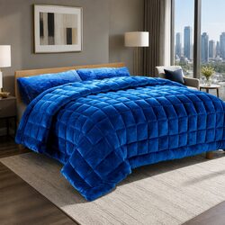 Faux Mink Quilt King Size Winter Weight Double-Sided Soft Polyester Bedding