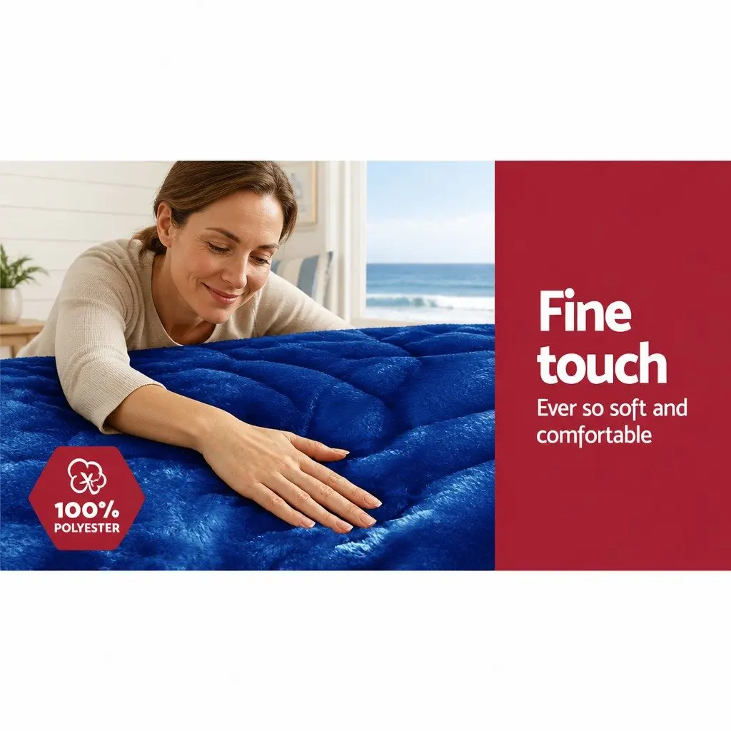 Faux Mink Quilt Double-Sided Queen Size Teal with 2 Pillowcases
