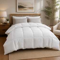Queen Size Microfiber Quilt 400GSM All Season Duvet Comforter Baffle Box White