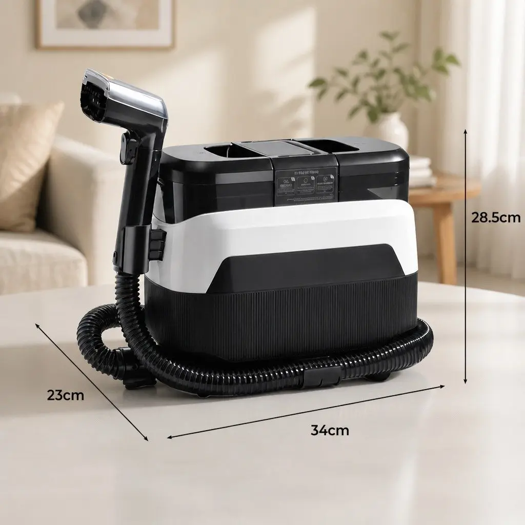 Carpet Cleaner Portable Hot Water Cleaning Machine 12kPa Suction Black and White