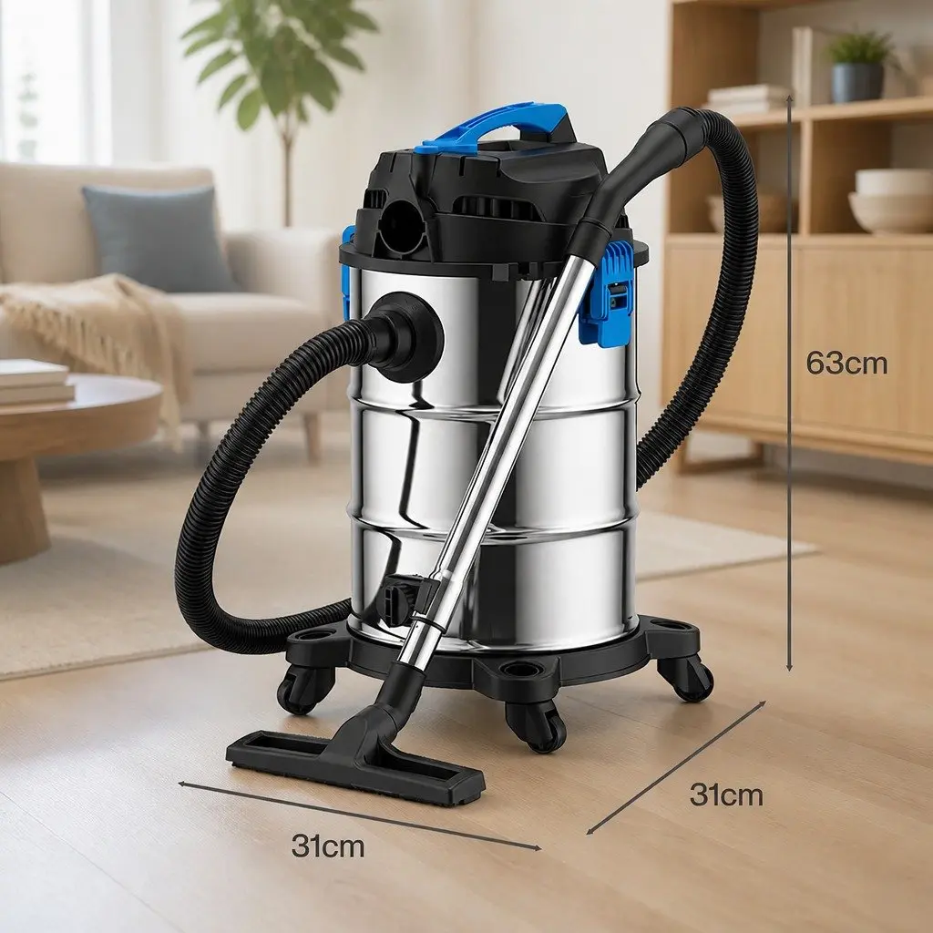 Wet Dry Vacuum Cleaner 30L Stainless Steel 1400W Silver Black Blue