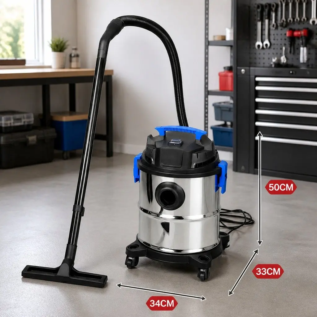 Wet Dry Vacuum Cleaner 20L Stainless Steel 1200W Silver Black Blue